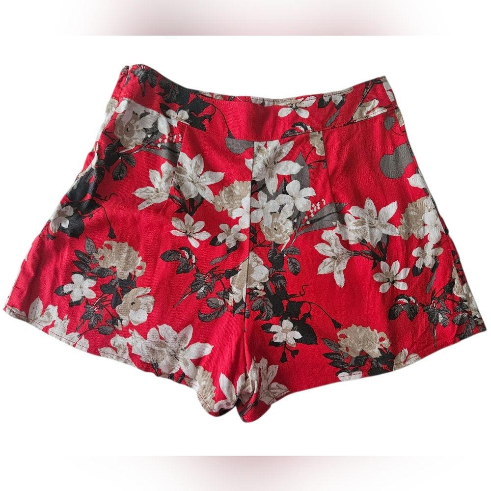 ABERCROMBIE & FITCH Red Tropical Floral Pleated Shorts | SZ 4
